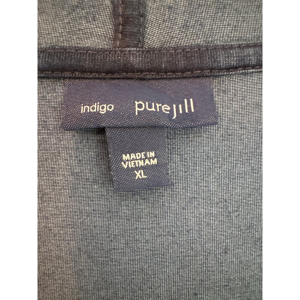 Pure J Jill Women's Indigo Wrap Style Tunic Hoodie Long Sleeve Pockets Size XL - Picture 5 of 9